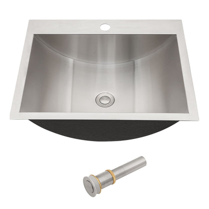 21 X 17&quot; Drop In Bathroom Sink With Pop Up Drain, Stainless Steel Su304, Durable &amp; Rust Resistant, Easy Installation - Brushed Nickel