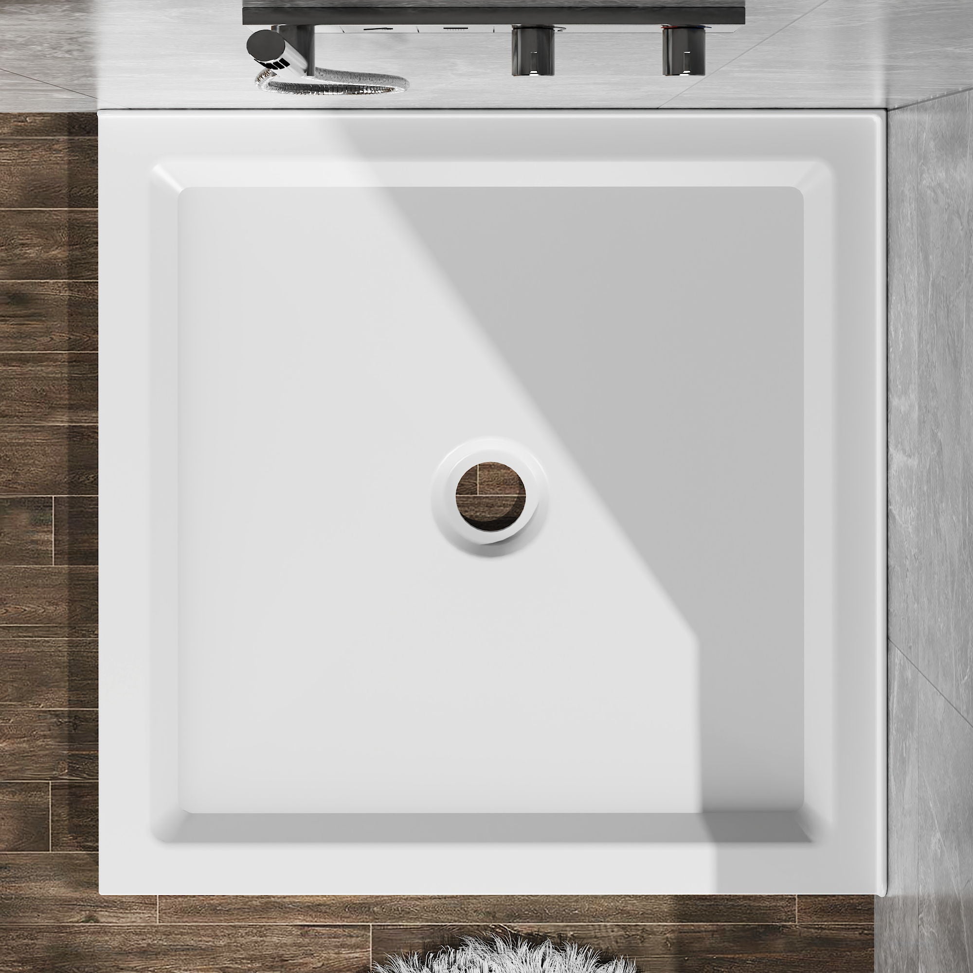 Anti Slip Double Threshold Shower Base - White