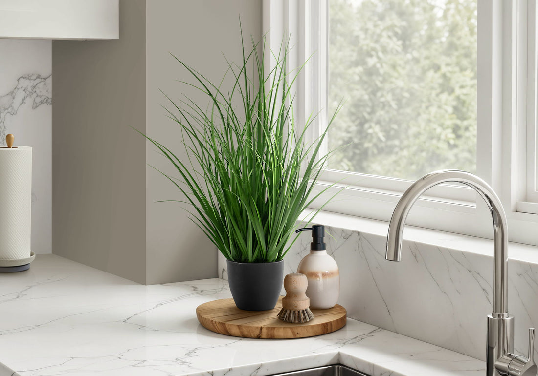 23&quot; Tall, Artificial Plant, Grass, Indoor, Faux, Fake, Table, Greenery, Potted, Real Touch, Decorative - Green / Black
