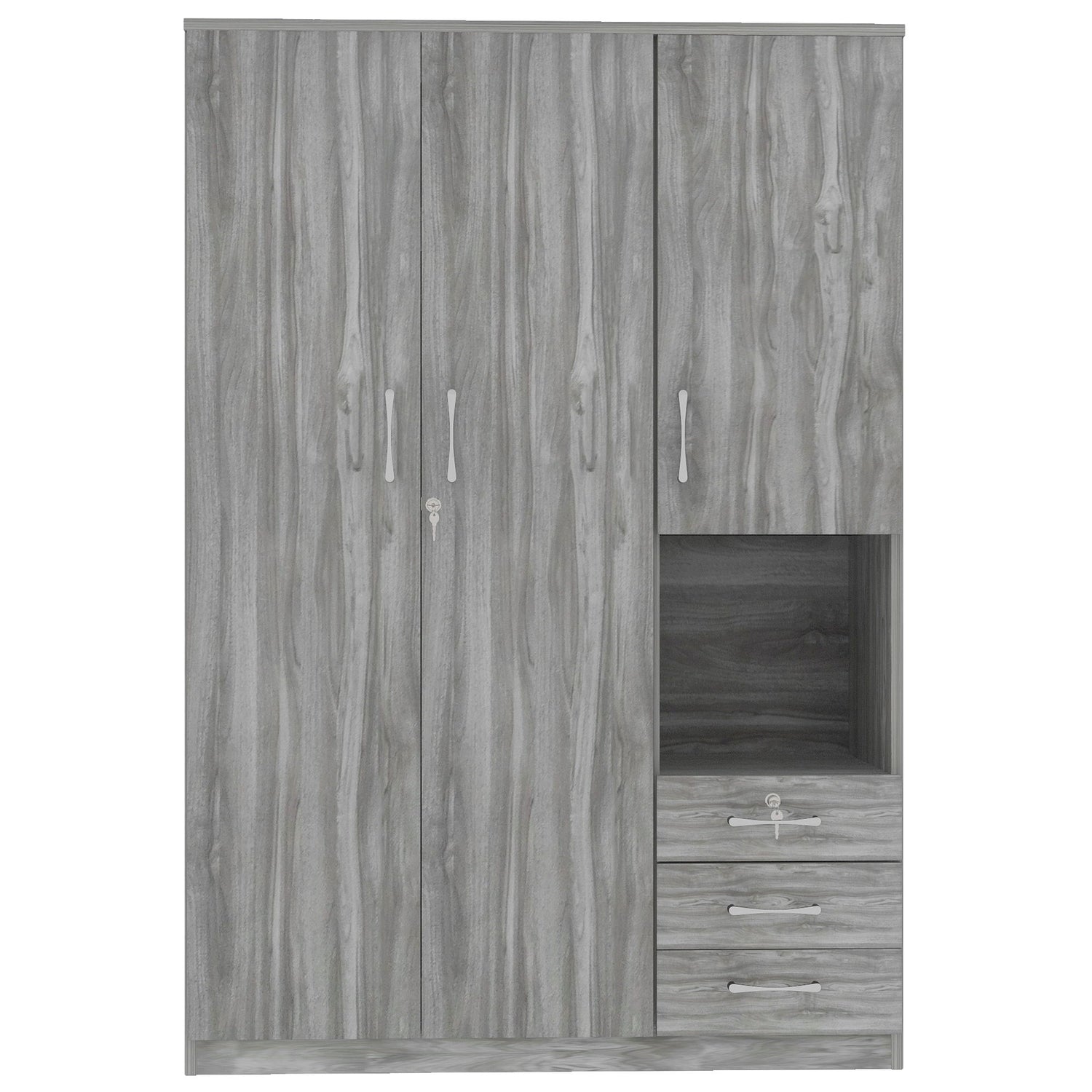 2 Doors Wardrobe Storage For Bedroom With Shelves And 3 Drawers