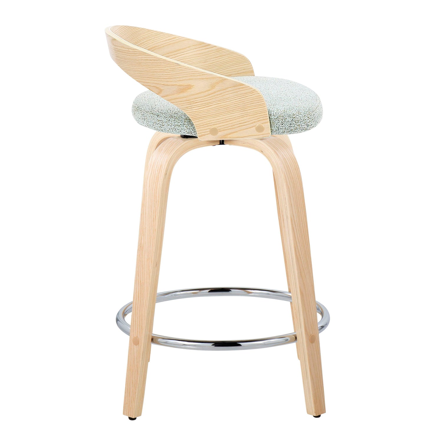 Grotto - Contemporary Fixed Height Counter Stool &amp; Swivel, Round Footrest (Set of 2)