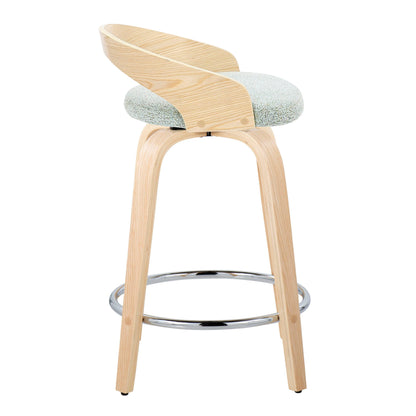 Grotto - Contemporary Fixed Height Counter Stool &amp; Swivel, Round Footrest (Set of 2)