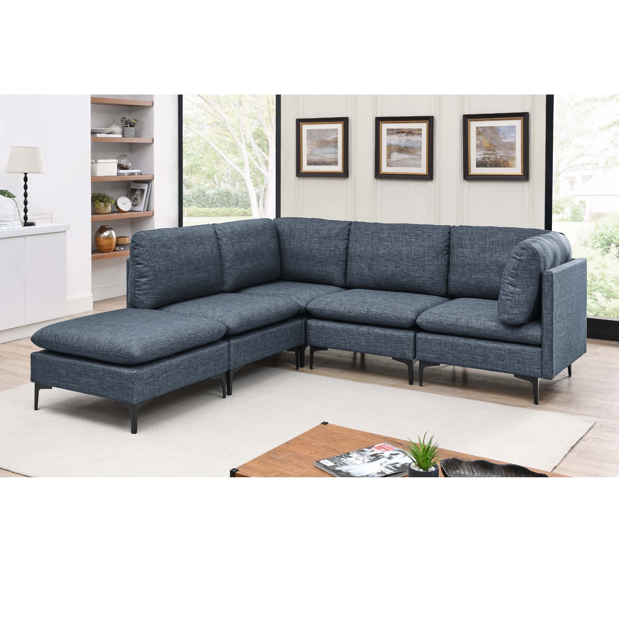 Upholstered Modular Sectional &amp; Tall Legs