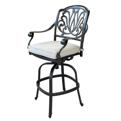 Round 41.97&quot; Long Bar Height Dining Set With Cushions