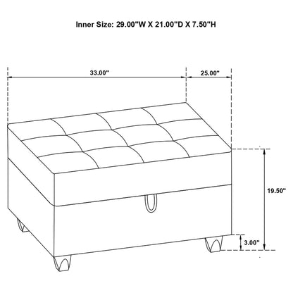 Storage Ottoman With Tufted Design - Gray