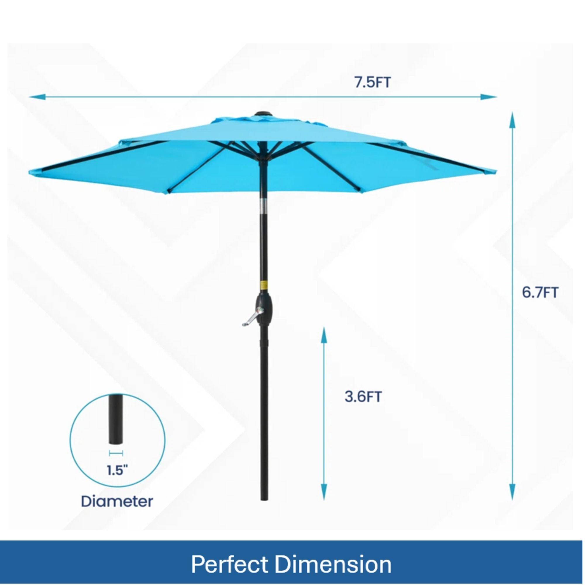 Umbrella With Crank Lift &amp; Tilt, UV-Resistant Canopy For Patio