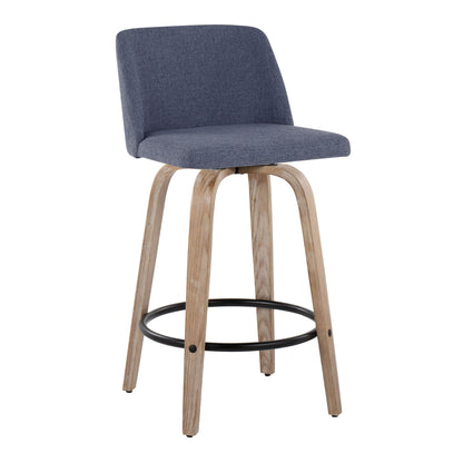 Toriano - Contemporary Fixed-Height Counter Stool &amp; Swivel With Round Footrest (Set of 2)