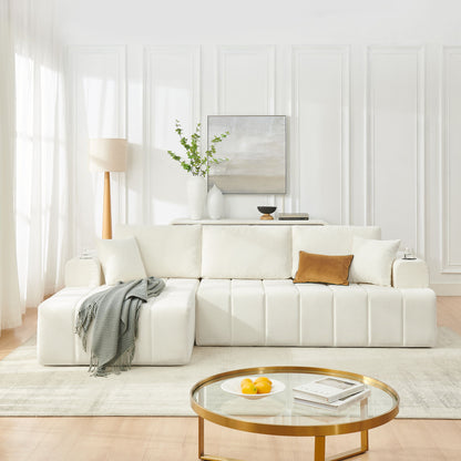 L - Shaped Sectional Sofa With Cup Holders &amp; Side Pockets
