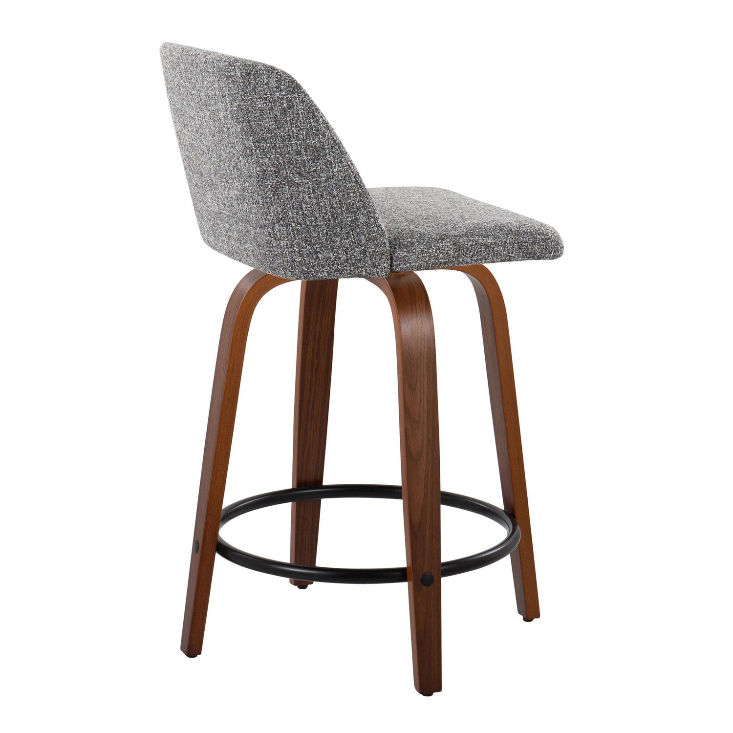Toriano - Mid Century Modern, Fixed Height Counter Stool &amp; Swivel And Round Footrest (Set of 2)