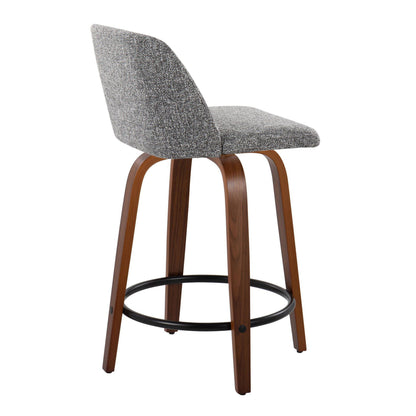 Toriano - Mid Century Modern, Fixed Height Counter Stool &amp; Swivel And Round Footrest (Set of 2)