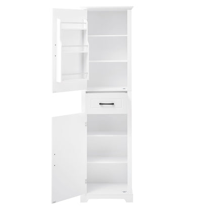 Tall Freestanding Bathroom Storage Cabinet With 2 Doors And Adjustable Shelves