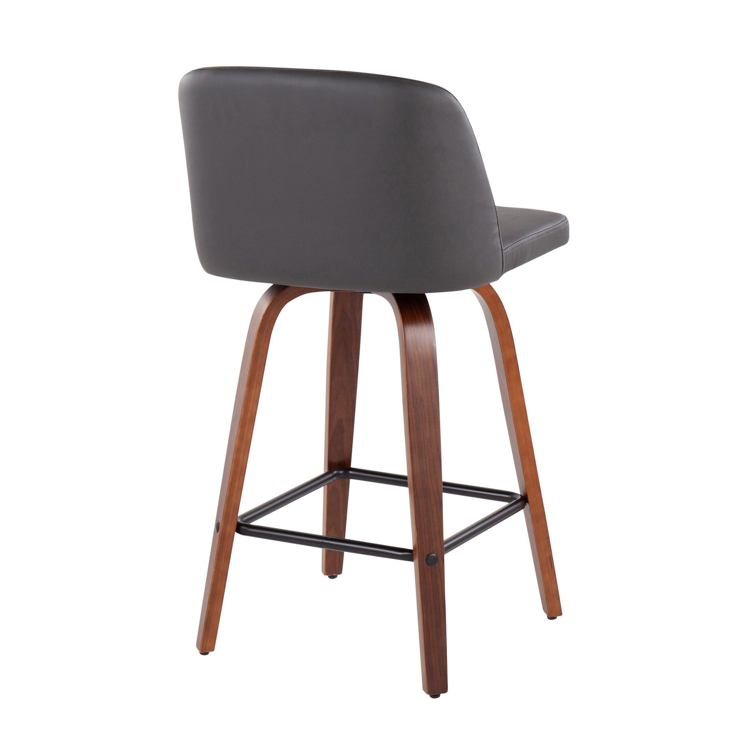Toriano - Mid Century Modern Fixed Height Counter Stool &amp; Square Footrest (Set of 2)