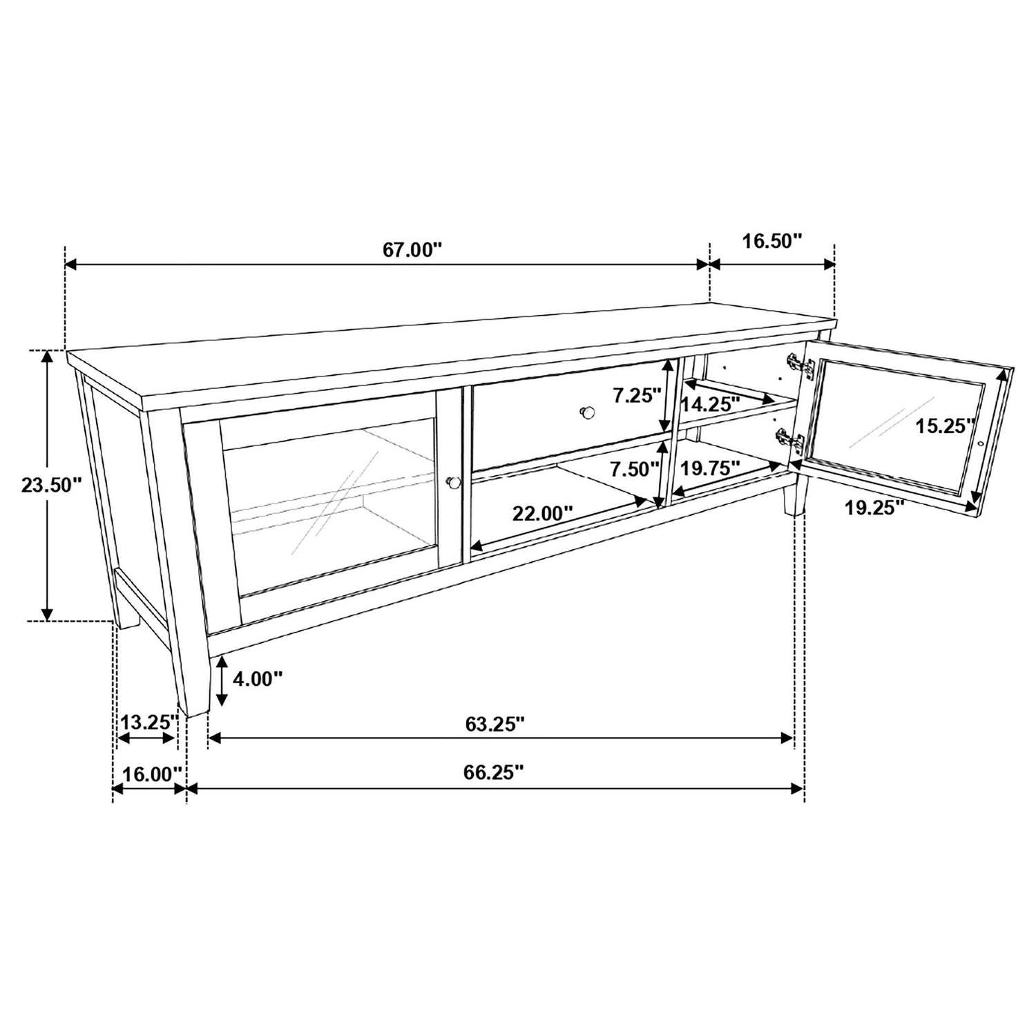 Evanston - 3 Piece 67" TV Stand - White