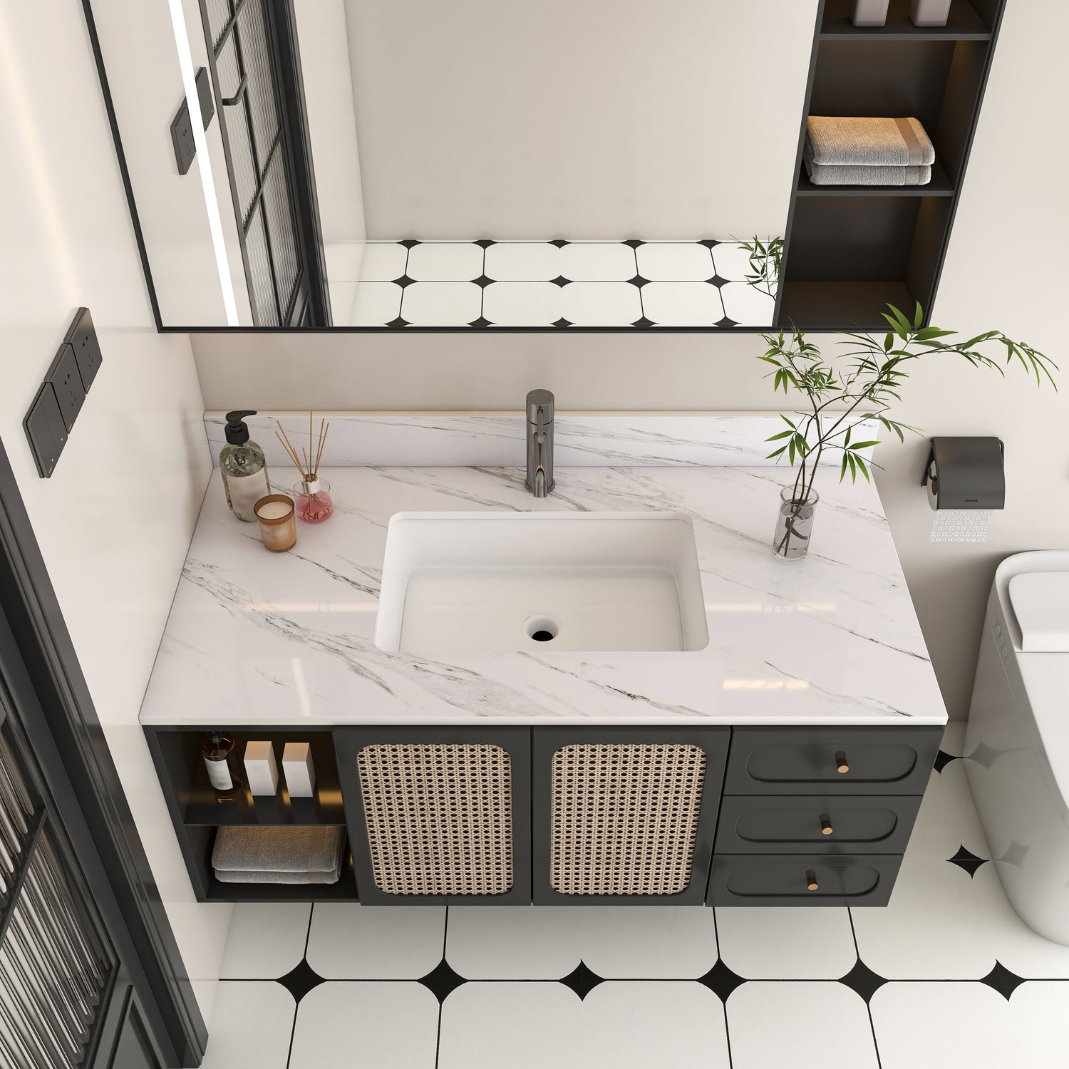 Bianco Carrara Venato Marble Vanity Top With Pre Drilled Faucet Hole And Undermount Sink