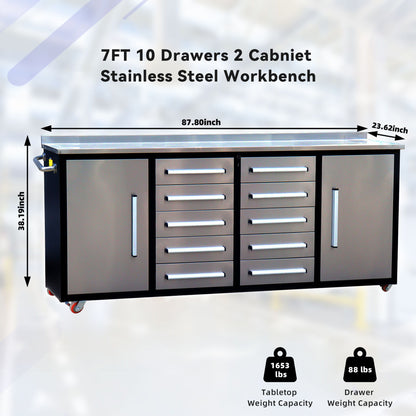 Storage Cabinets With Workbench (10 Drawers &amp; 2 Cabinets)
