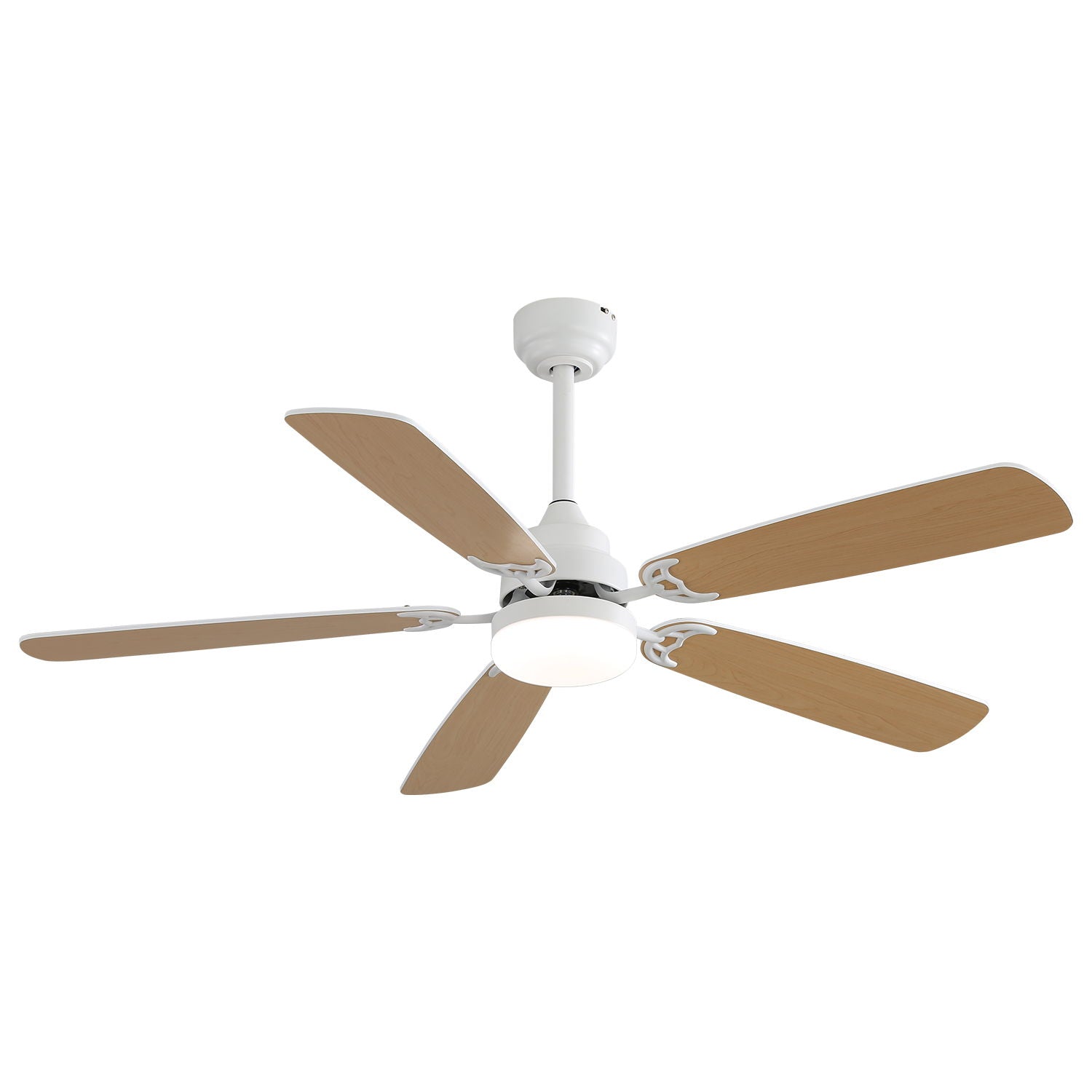 Indoor Modern 52&quot; Ceiling Fan With Dimmable 6 Speed Wind 5 Blades Remote Control Reversible Dc Motor With LED Light - White