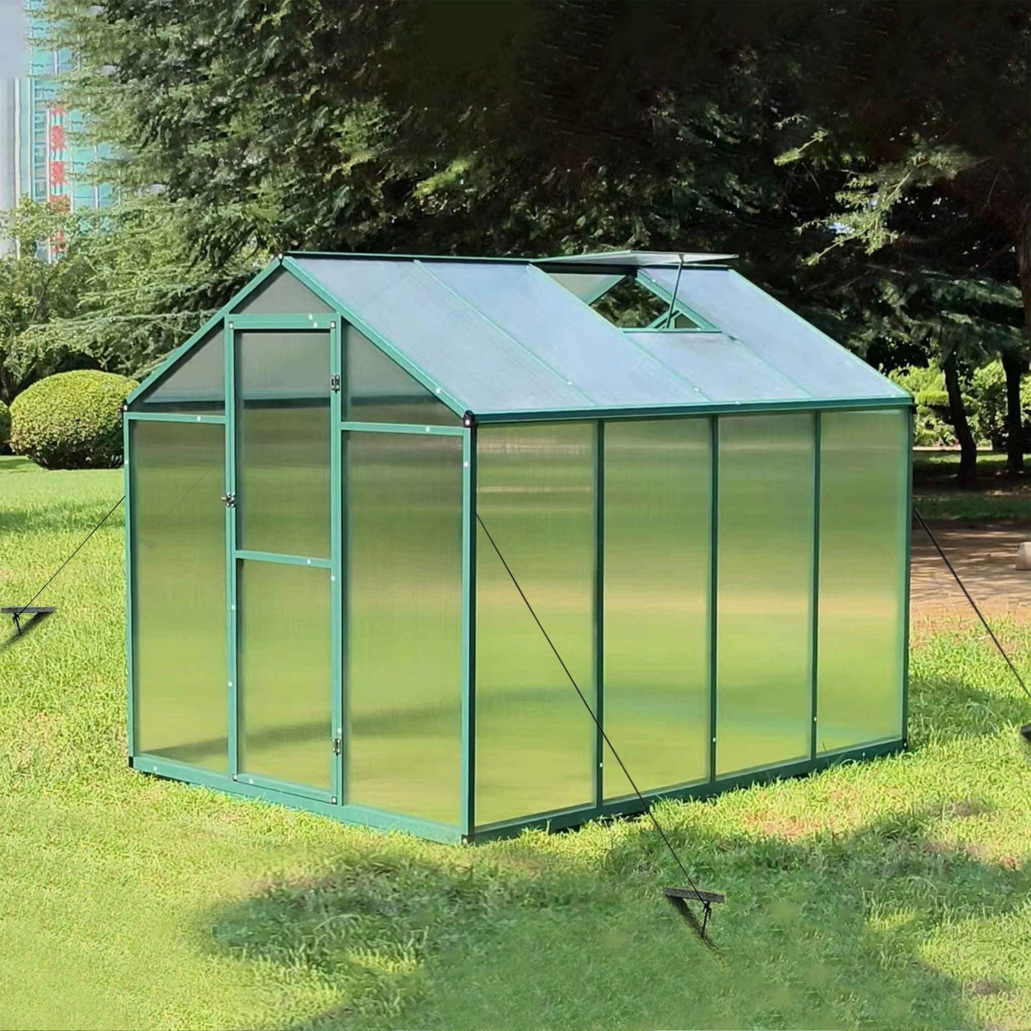 Polycarbonate Walk-In Greenhouse, Raised Base For Outdoor In All Season