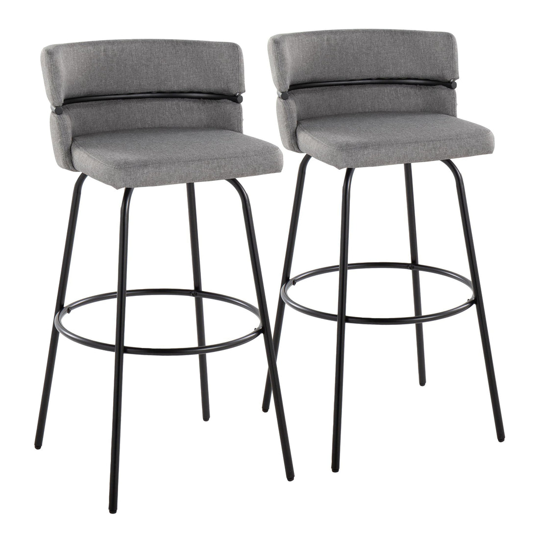 Cinch - Glam / Art Deco Fixed Height Barstool With Swivel &amp; Round Footrest (Set of 2)
