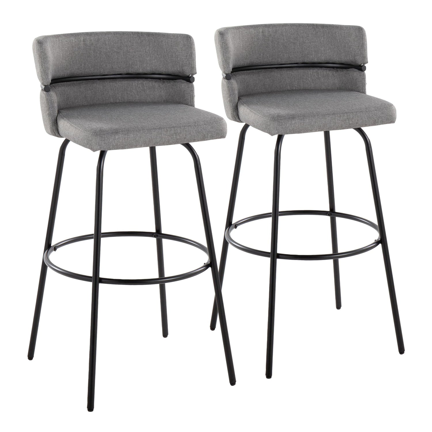 Cinch - Glam / Art Deco Fixed Height Barstool With Swivel &amp; Round Footrest (Set of 2)