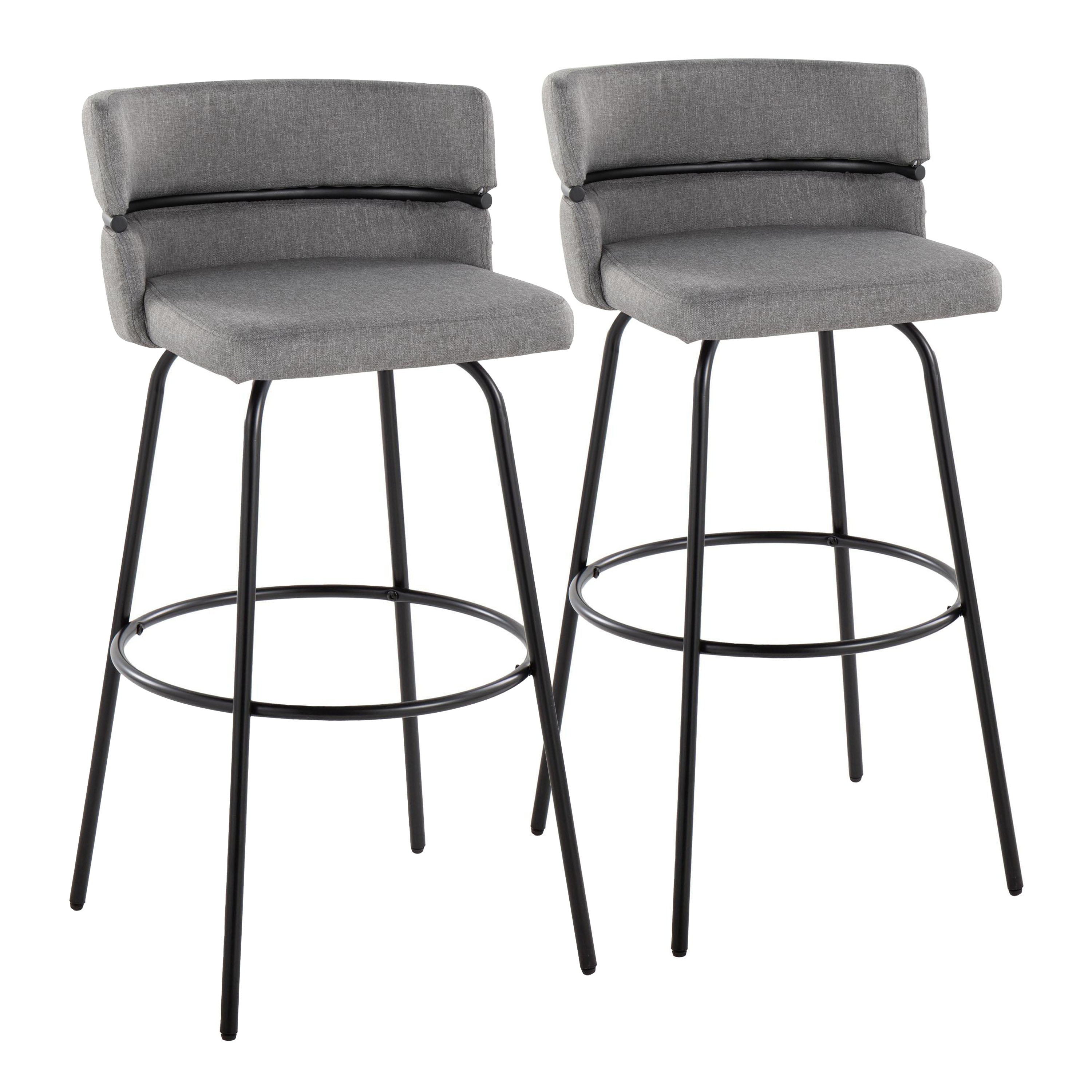 Cinch - Glam / Art Deco Fixed Height Barstool With Swivel &amp; Round Footrest (Set of 2)