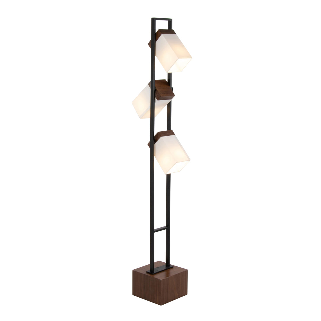 Bento - Contemporary Floor Lamp - Black / Walnut / White