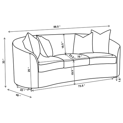 Rory - Sloped Arms Sofa With Pillows - Ivory