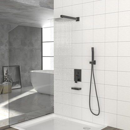 12&quot; Ceiling Mount Square Shower System With Waterfall Tub Spout And Handheld Shower