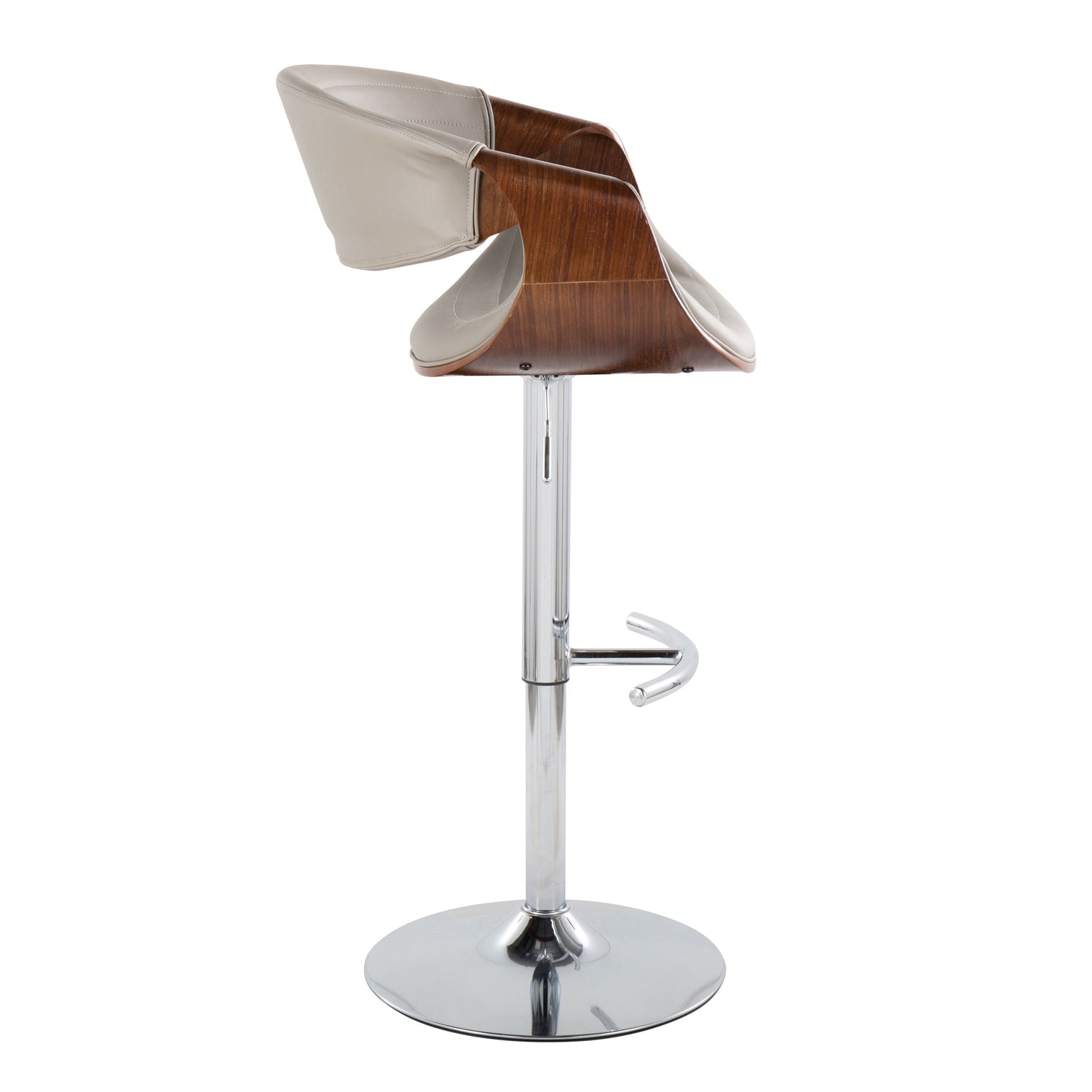 Symphony - Mid Century Modern Adjustable Barstool &amp; Swivel With Rounded T Footrest (Set of 2)