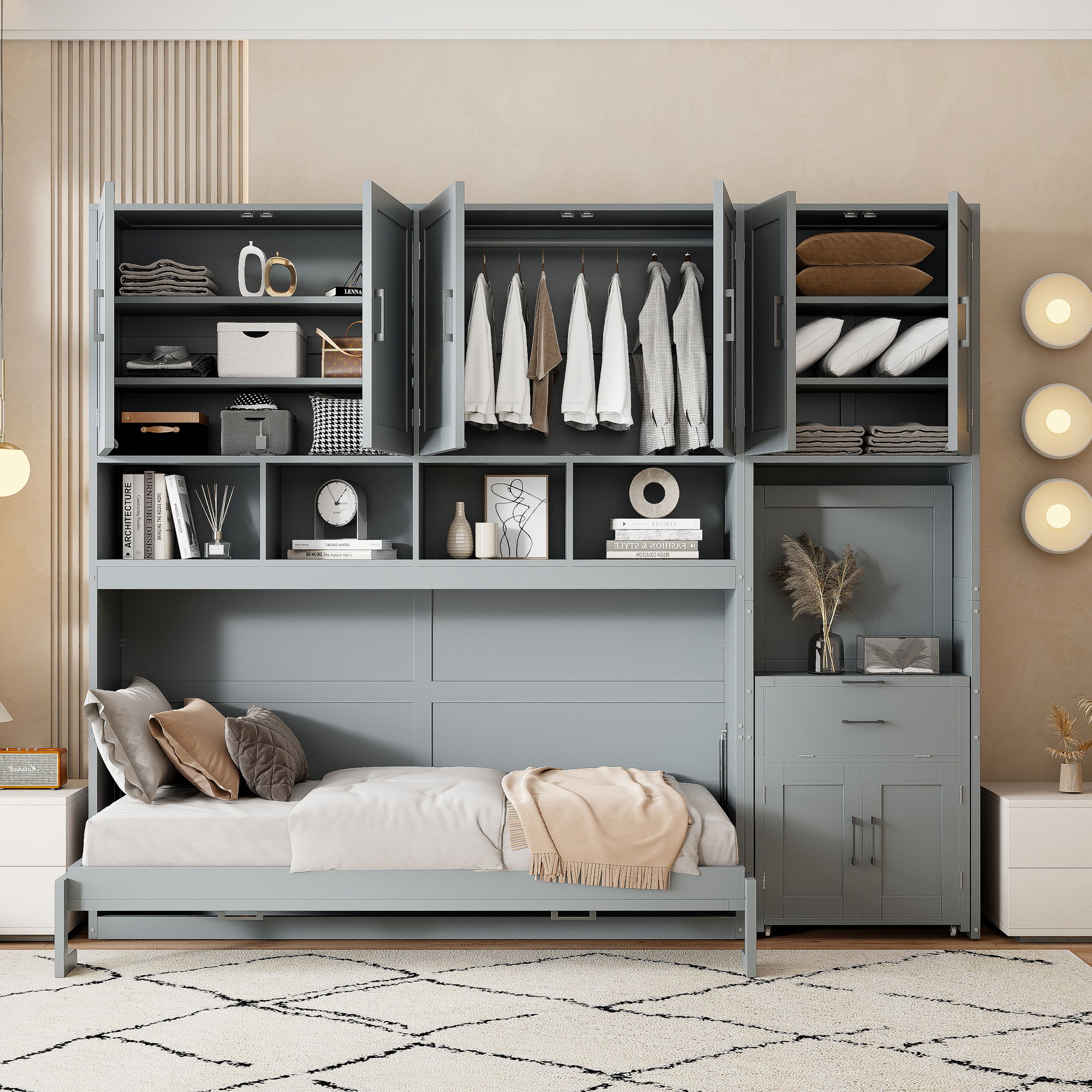 Murphy Wall Bed With Closet, Drawers &amp; Desk