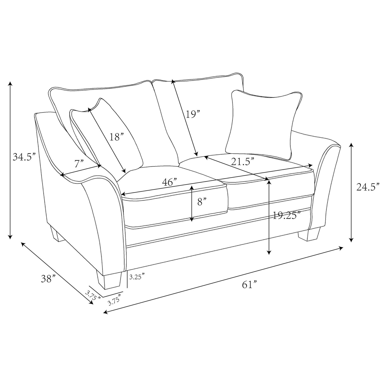 Lido - Upholstered Loveseat With Tapering Block Legs - Light Gray