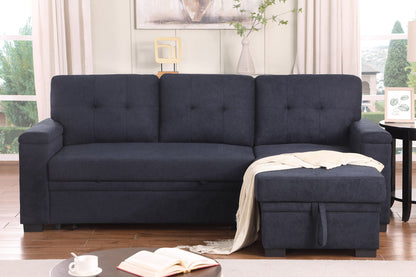 Lucca II - 84.5&quot;W Reversible Sleeper Sectional Sofa with Storage Chaise