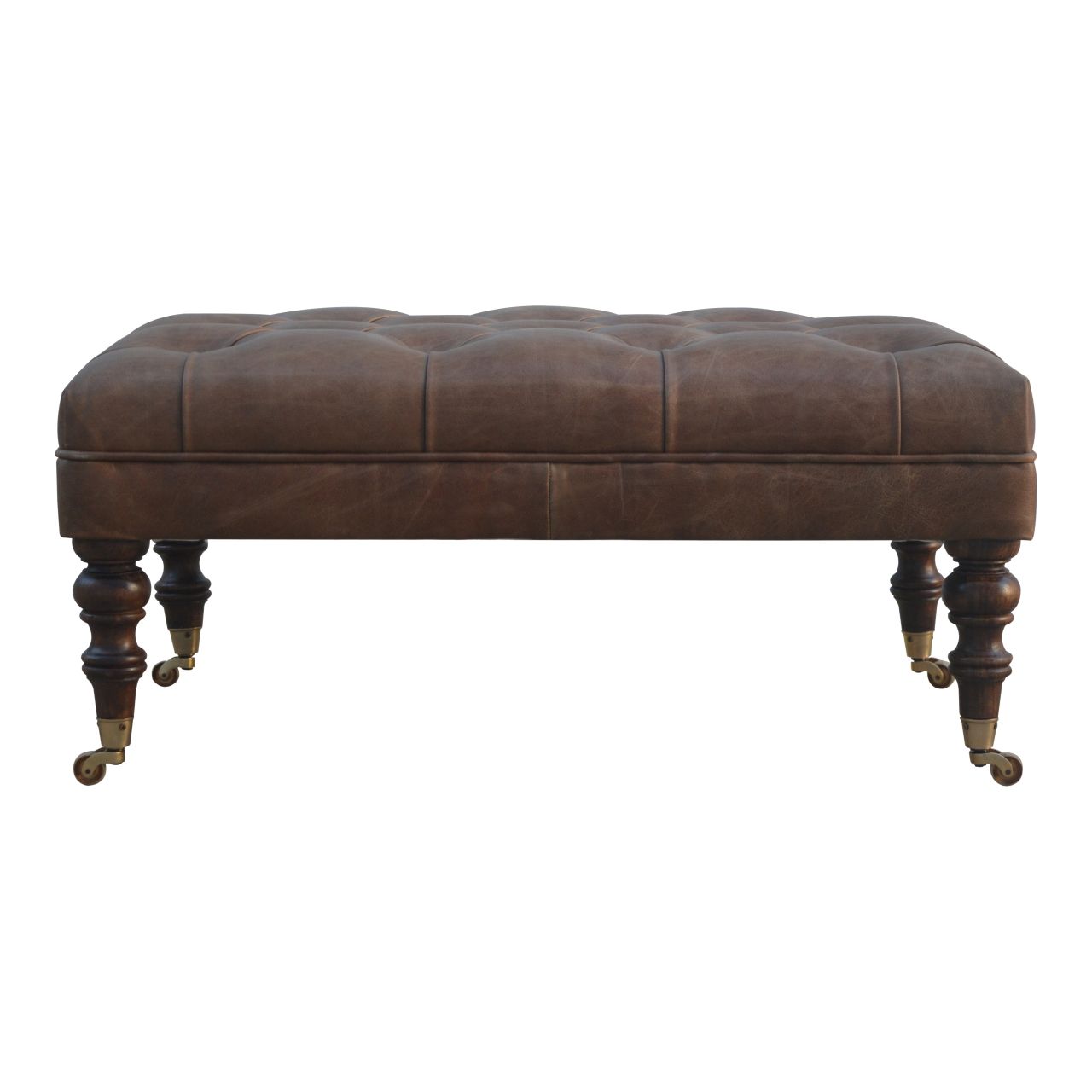 Buffalo - Leather Ottoman With Castor Legs