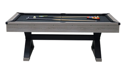 84&quot; Pool Table with Billiard Balls, Cues, Pool Cue Chalk, Cleaning Brush, X-Legs, Black Cloth, Rustic Grey,84.1&quot;L x 46.5&quot;W x 32&quot;H
