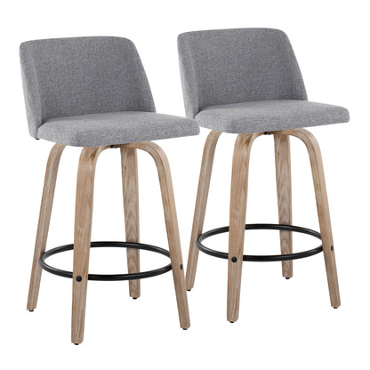Toriano - Contemporary Fixed-Height Counter Stool &amp; Swivel With Round Footrest (Set of 2)