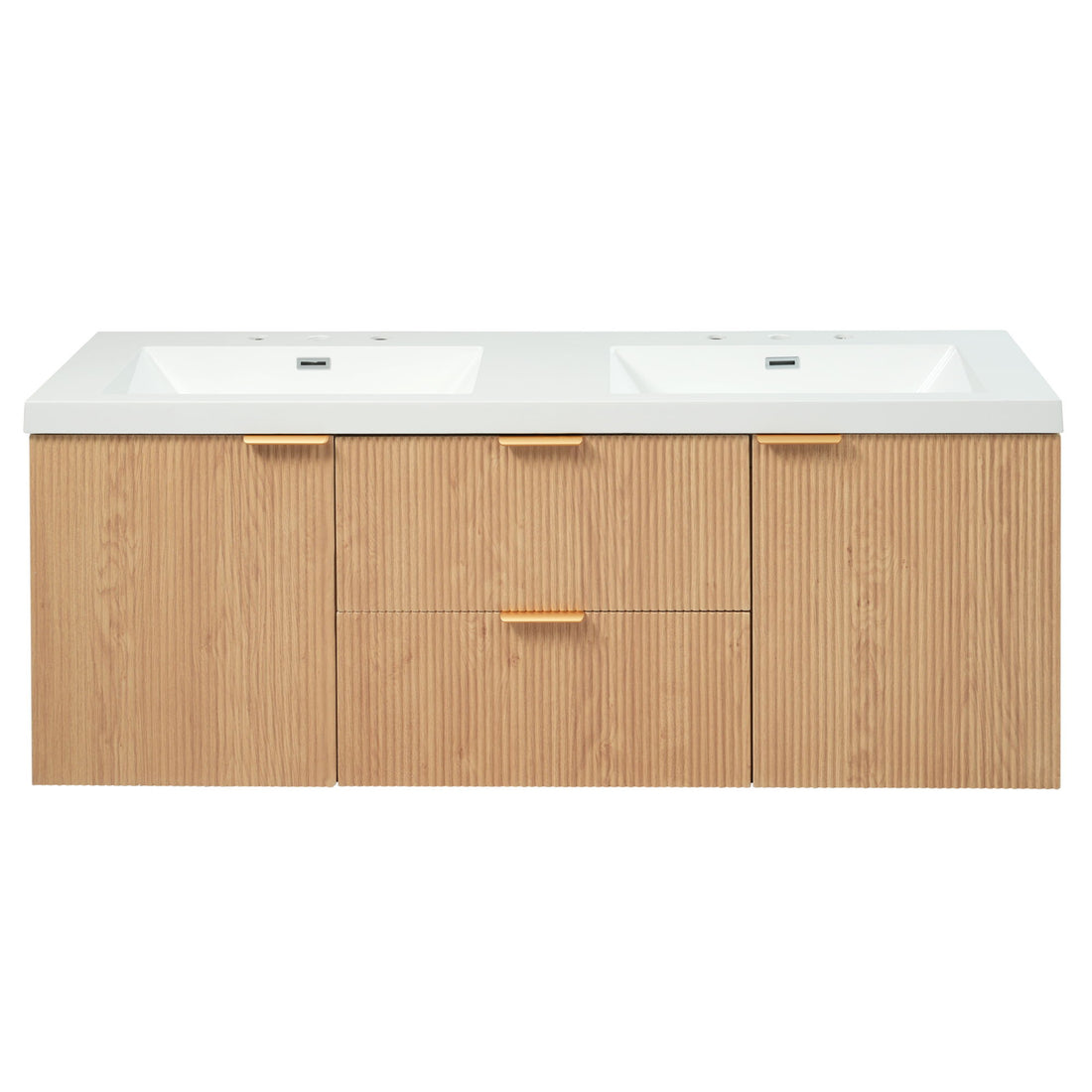 59.3&quot; Double Sink Bathroom Vanity With Smc Resin Top, Painted Cabinet, Soft Close Doors, Wall Mounted - Wood
