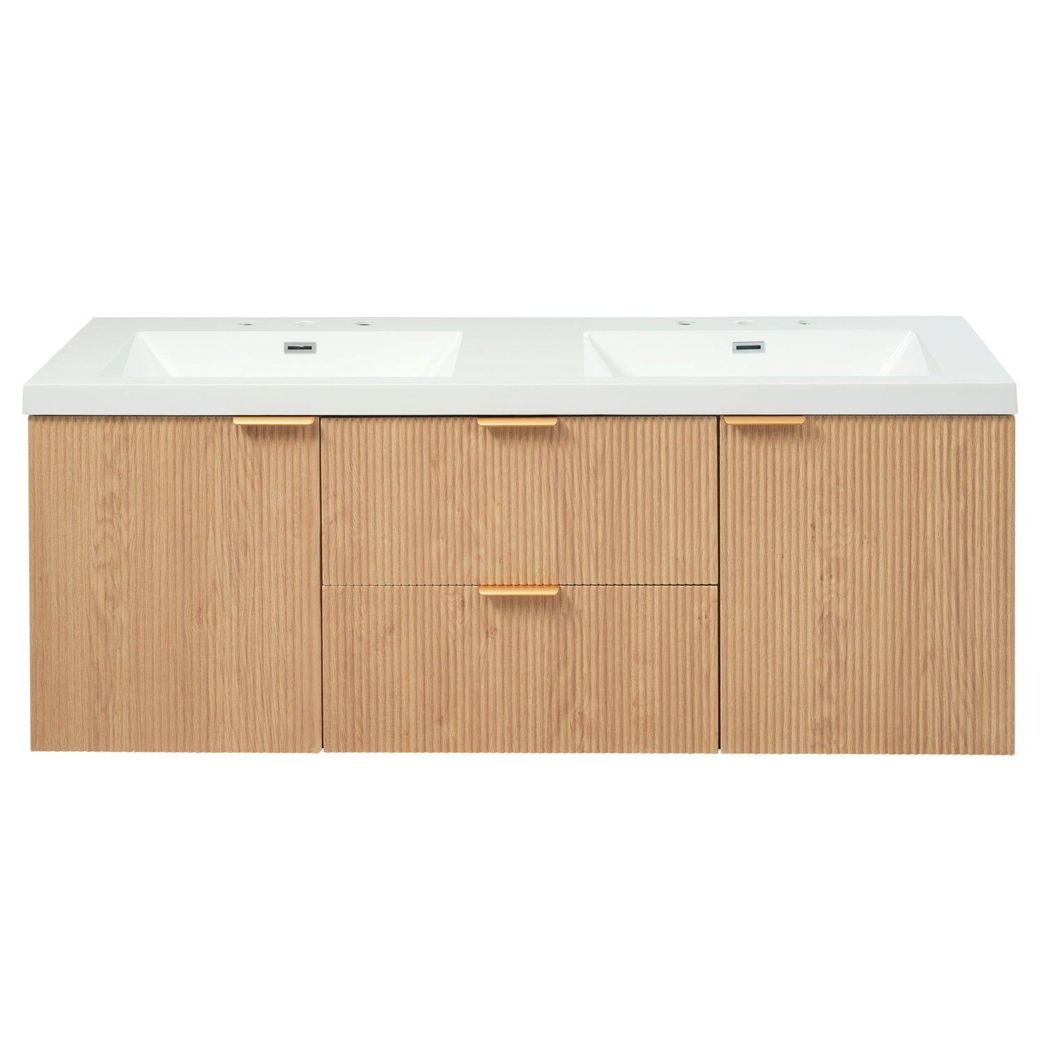 59.3&quot; Double Sink Bathroom Vanity With Smc Resin Top, Painted Cabinet, Soft Close Doors, Wall Mounted - Wood