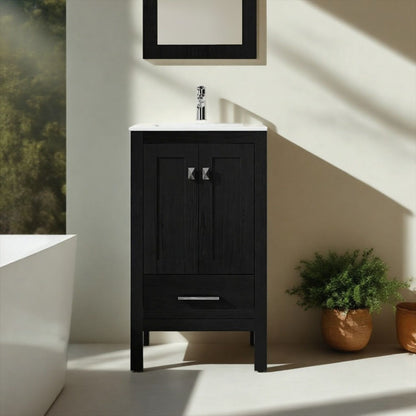 Goodyo - Bathroom Vanity Sink Combo (Cabinet With Water-Grain Top) - Black
