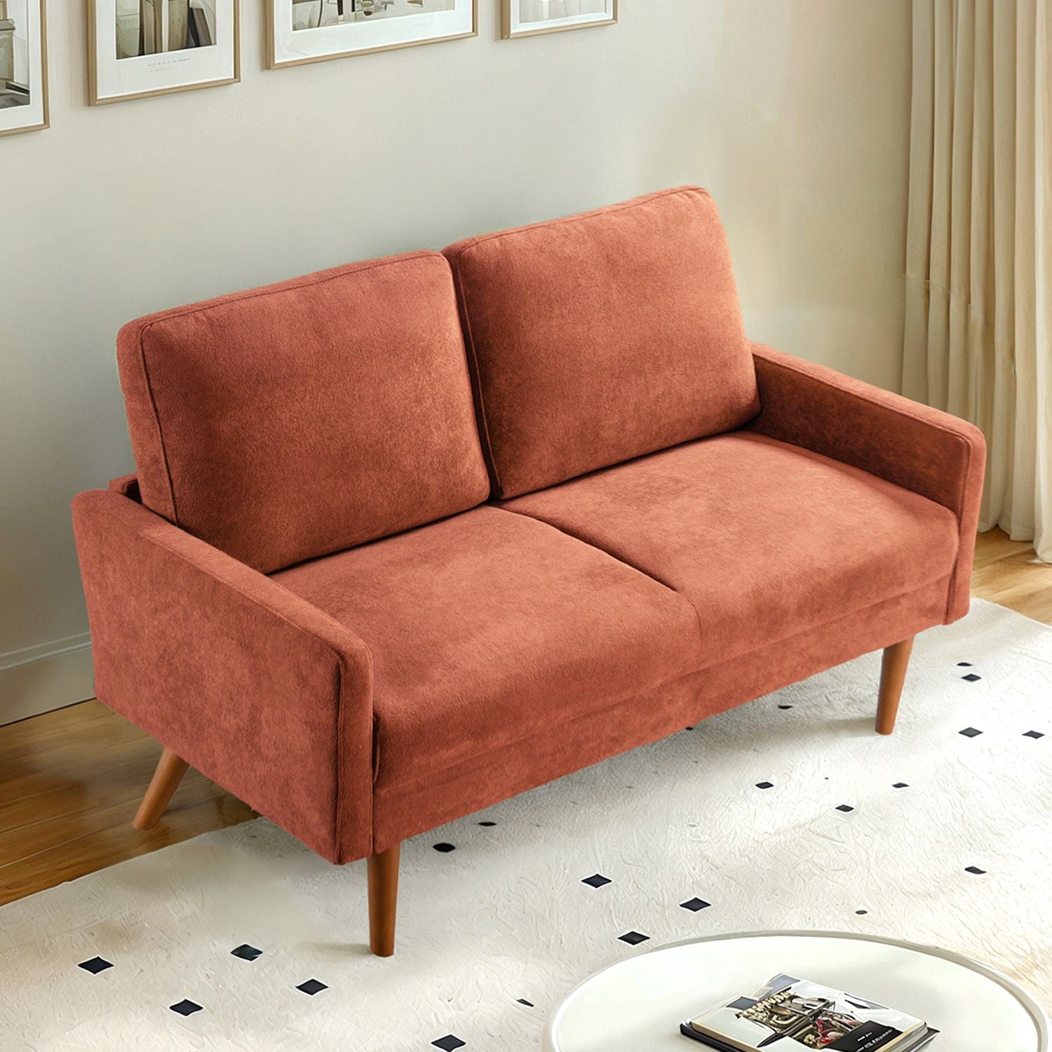 Loveseat Sofa, European Style With Sleek Design, Modern &amp; Vintage Flair, Upholstered 2 Seater Couch