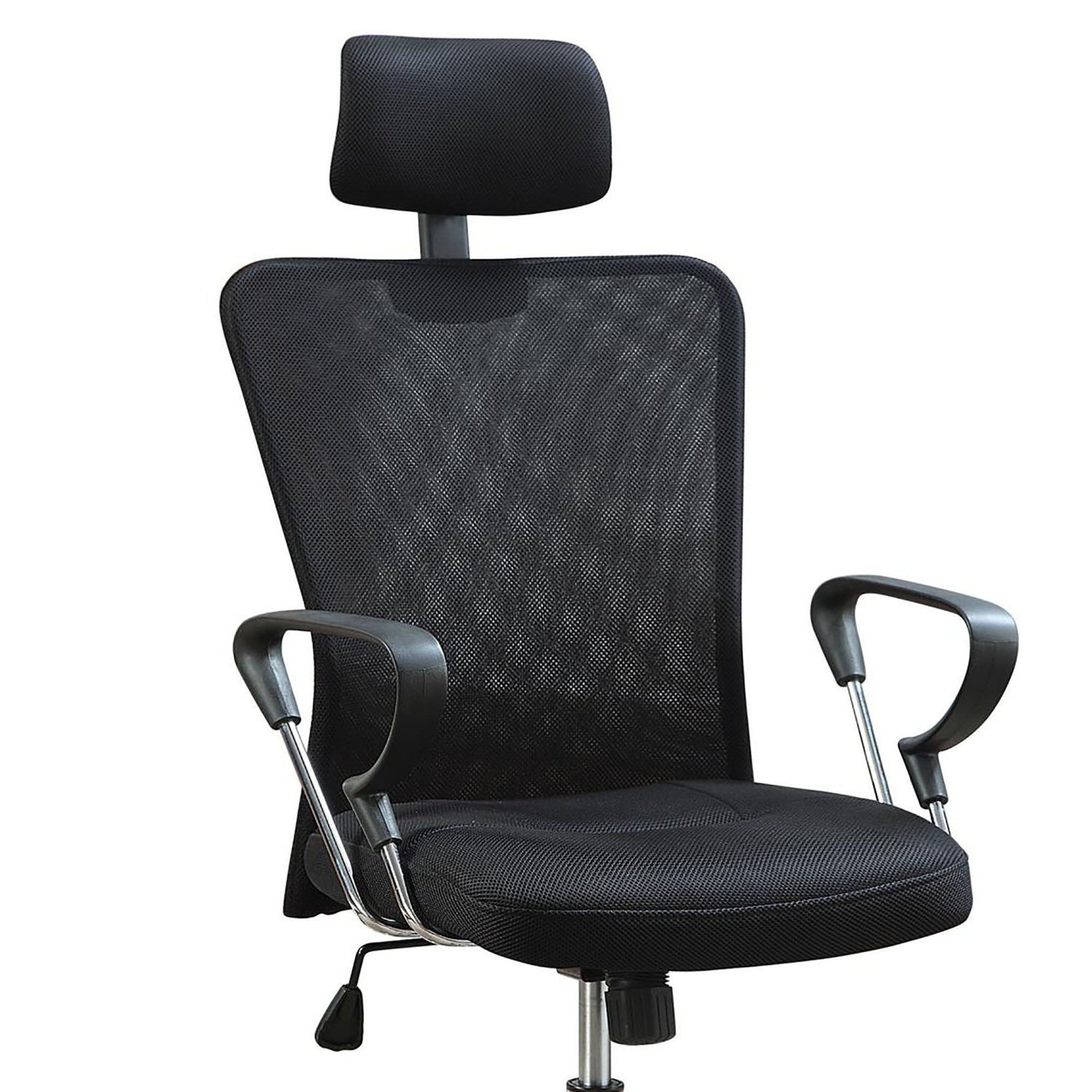 Height Adjustable Office Chair With Casters And Upholstery - Black