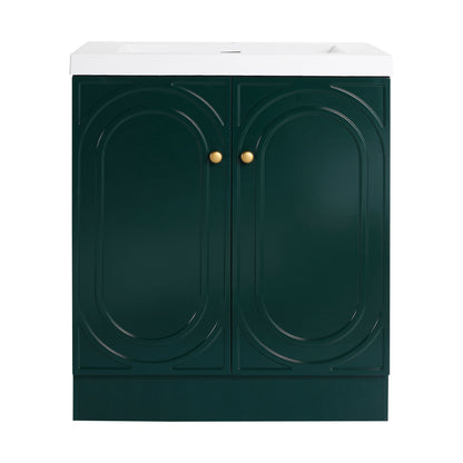 Contemporary Freestanding Bathroom Vanity With Resin Sink &amp; Soft-Close Cabinet Doors