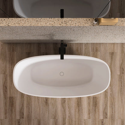 Soaking Bathtub, Freestanding, Solid Surface - Matte White