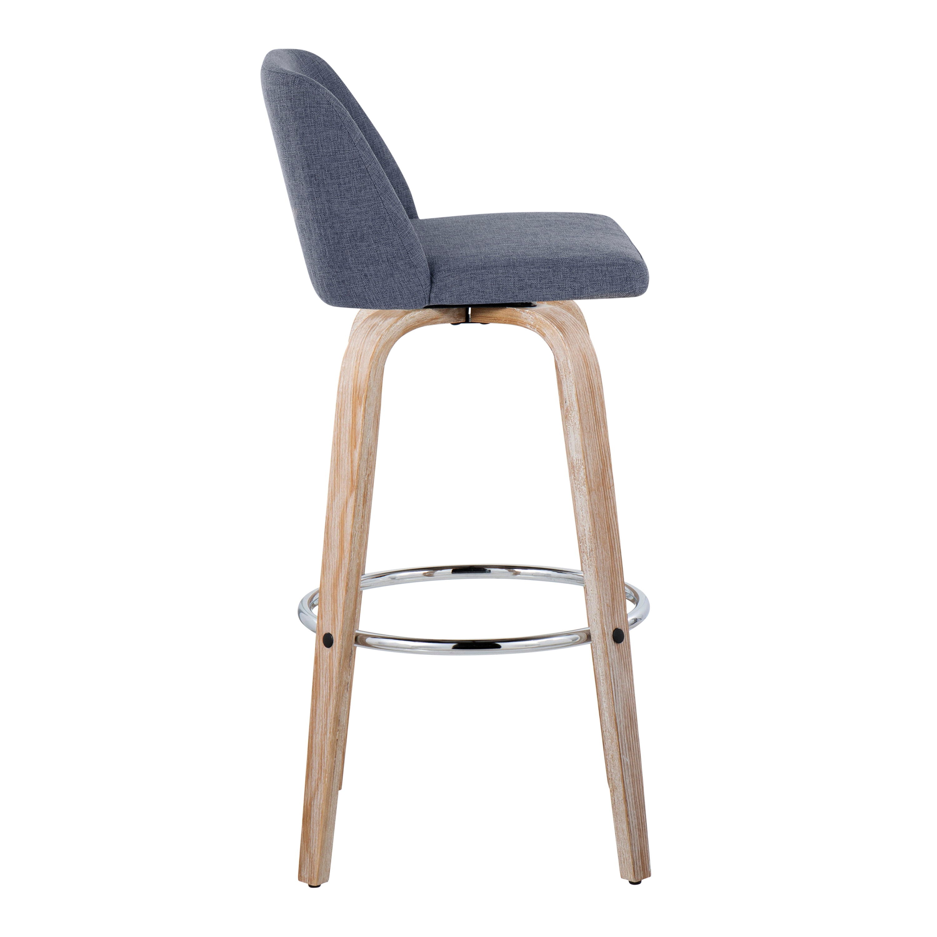 Toriano - Contemporary Fixed Height Barstool With Swivel &amp; Round Footrest (Set of 2)