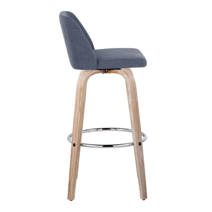 Toriano - Contemporary Fixed Height Barstool With Swivel &amp; Round Footrest (Set of 2)