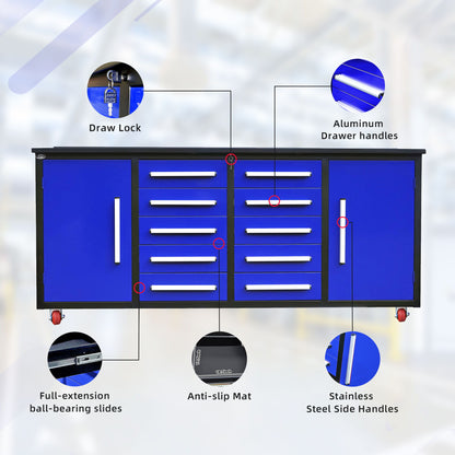 Storage Cabinets With Workbench (10 Drawers &amp; 2 Cabinets)