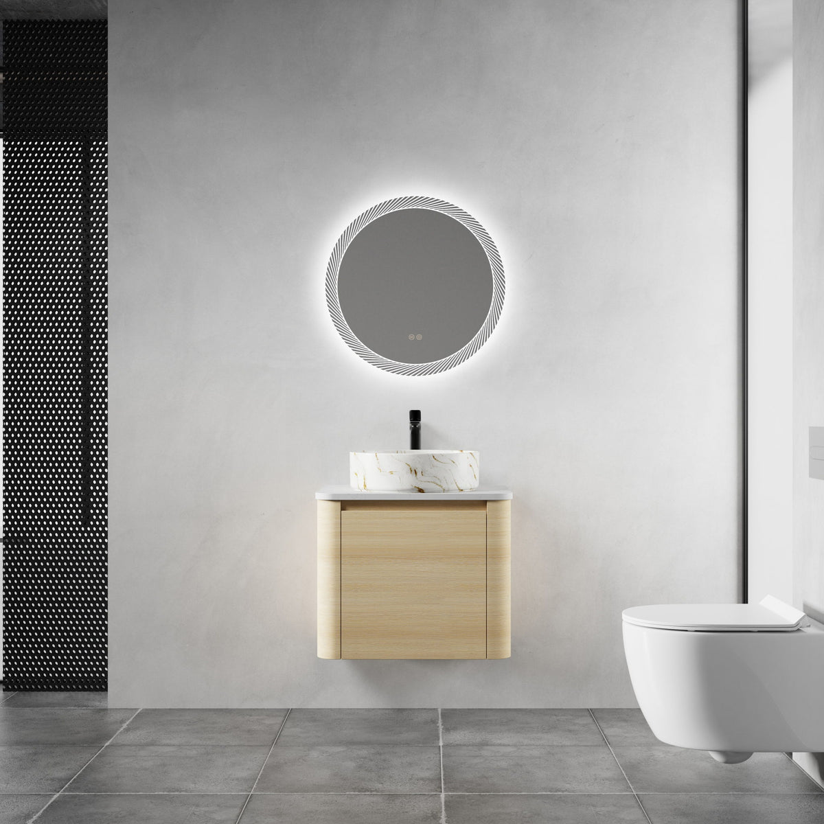 Mounted Bathroom Vanity &amp; Art Sink, Soft Close Door