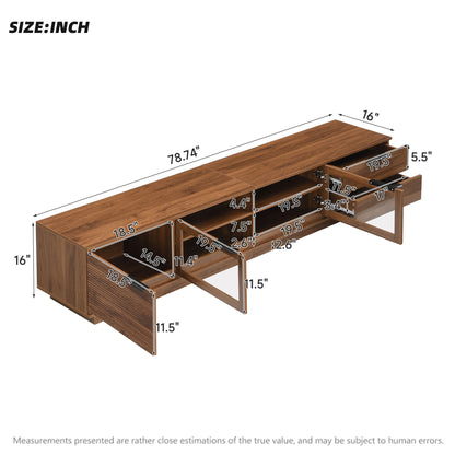 TV Stand With 2 Drawers, Doors &amp; Cable Management, Soft Closing Hinges - Walnut
