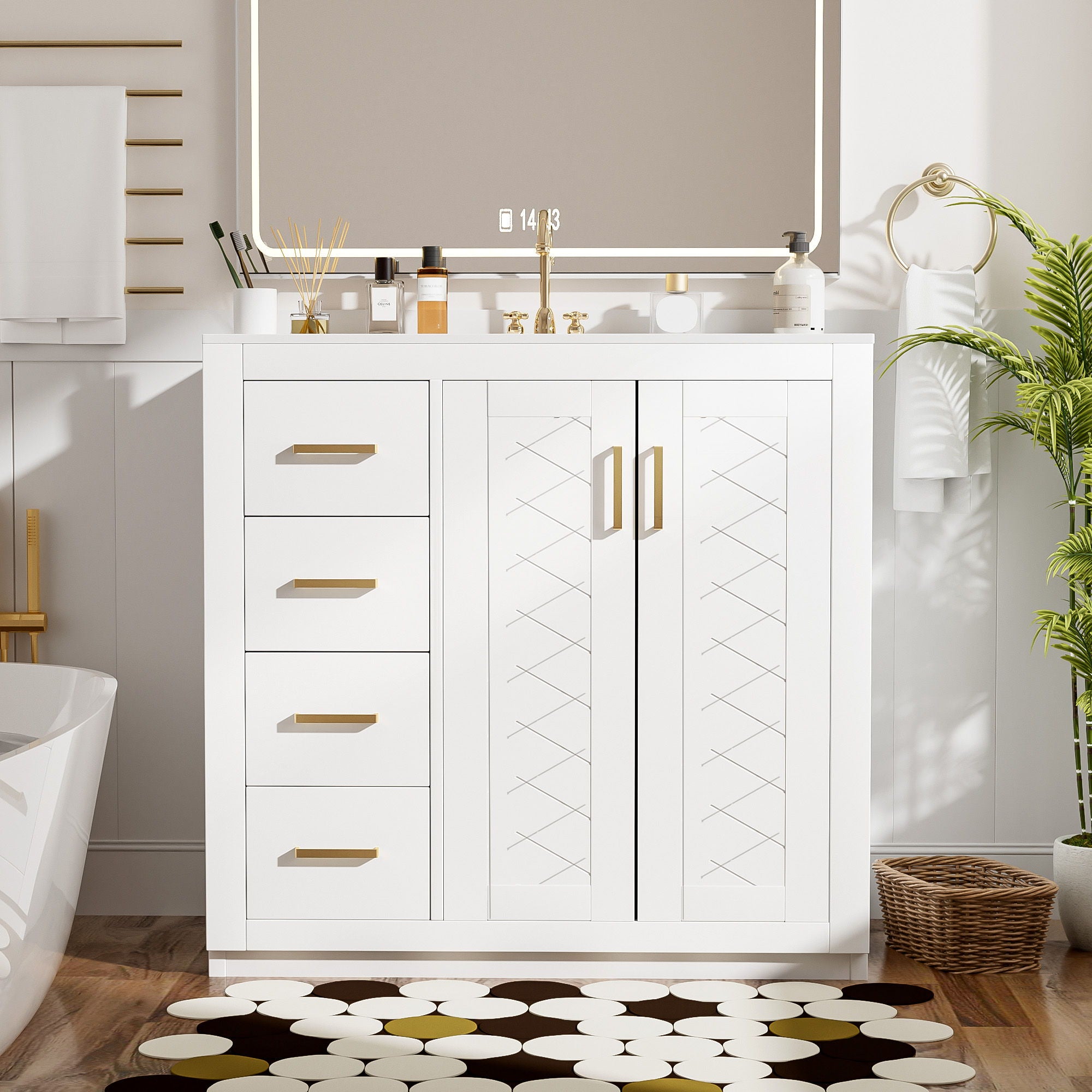 Bathroom Vanity With Sink Combo, Storage Cabinet, Freestanding Set With 3 Drawers &amp; Soft Closing Doors