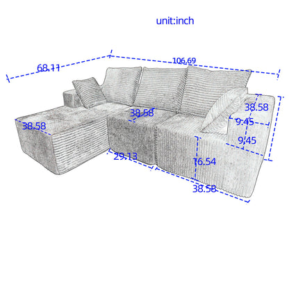 Modular Corner Sofa With Soft Linen Fabric