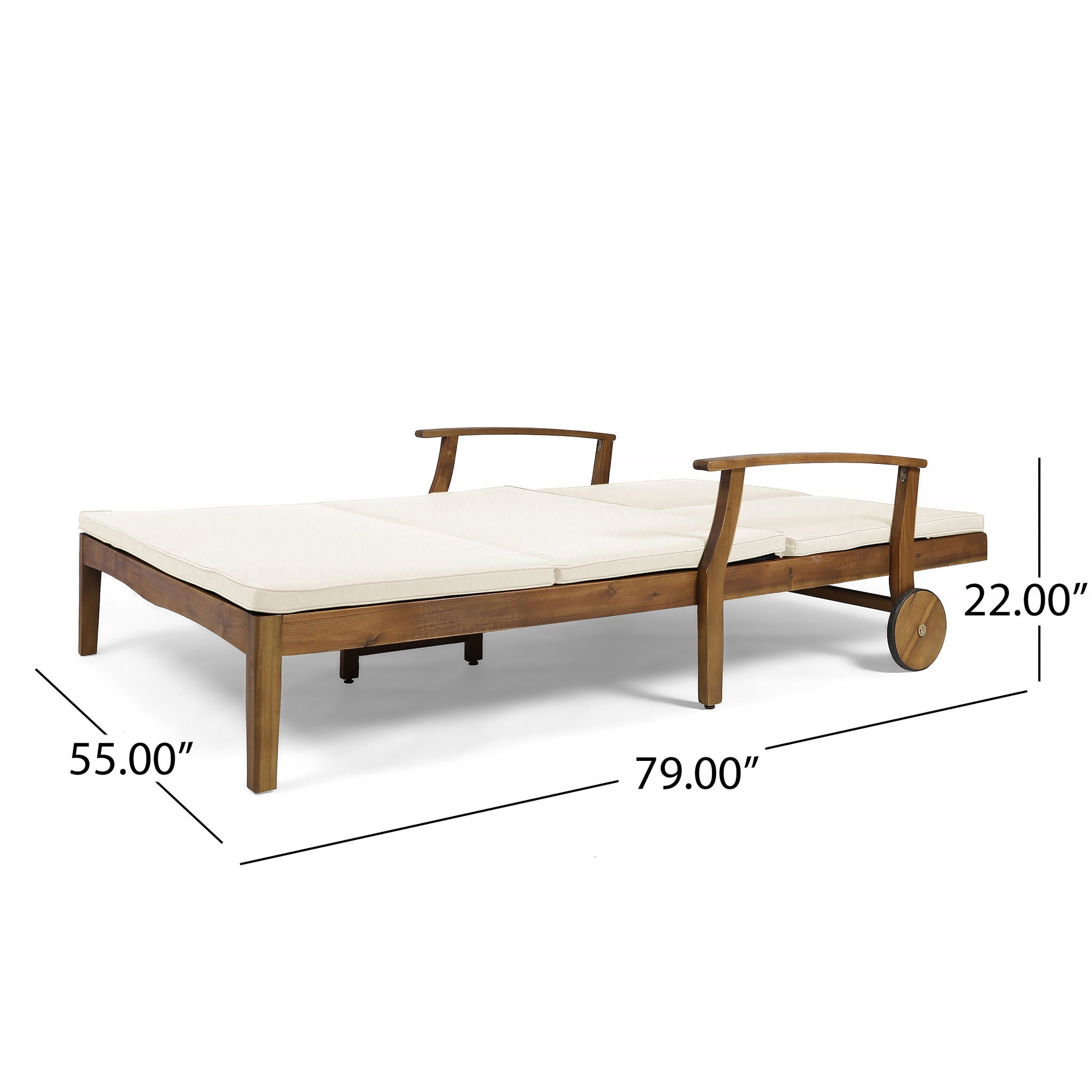 Etherealize - Outdoor Adjustable Double Chaise Lounge With Water Resistant Cushions