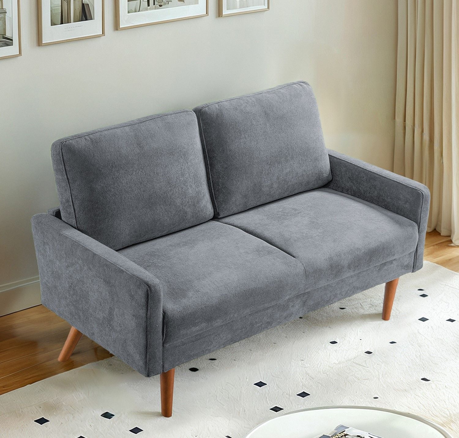 Loveseat Sofa, European Style With Sleek Design, Modern &amp; Vintage Flair, Upholstered 2 Seater Couch